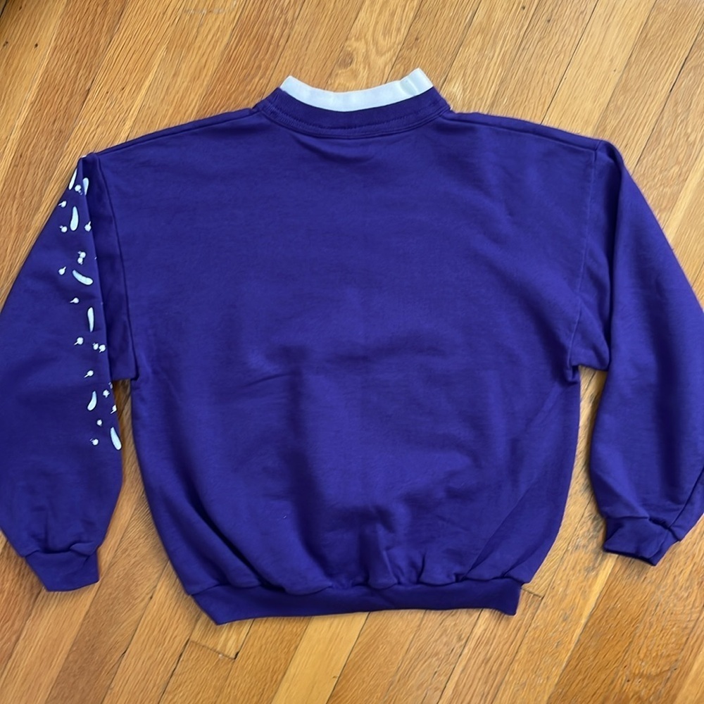 Vintage 90s Made in USA Purple Floral Print Sweatshirt Morning Sun Size Small - Picture 13 of 13
